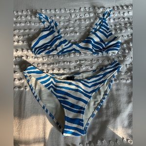 Triangl Bikini, Blue and White Zebra print
